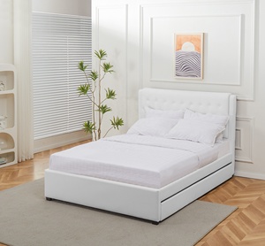 <span class=keywords><strong>Cama</strong></span> <span class=keywords><strong>nido</strong></span> Blanco puro <span class=keywords><strong>Cama</strong></span> de cuero de <span class=keywords><strong>buena</strong></span> <span class=keywords><strong>calidad</strong></span> Lo último en estructura de <span class=keywords><strong>cama</strong></span> Queen de almacenamiento de tamaño personalizado moderno - Product Image 4