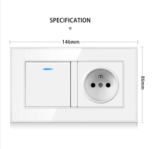 146*86 Mét Tempered Glass Bảng điều chỉnh pháp tường ổ cắm 1Gang 1 Way LED chuyển đổi tường cơ khí Rocker chuyển - Product Image 5
