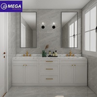 Amerika Nordic Modern melamin ganda wastafel kamar mandi Vanity kustom rumah baskom Cuci kabinet pernis menyelesaikan kamar mandi mengambang