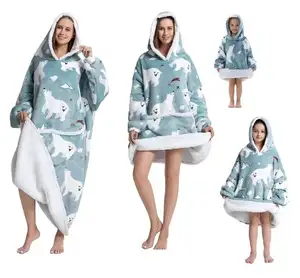 Bufu individuelle Herstellungslösungen tragbare Decke Hoodie mit Ärmeln für Mom Frauen Freundinnen Männer