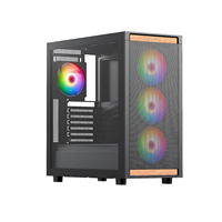 Casing Pc komputer untuk Desktop, casing komputer game Desktop Hd USB 3.0 ATX dengan desain serbuk kayu untuk Desktop