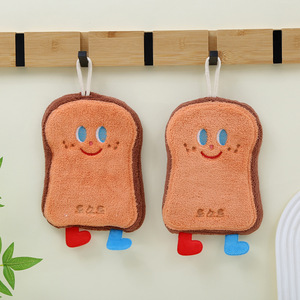 Cute Cartoon Cheese Toast Series Microfiber Home Use Baking <strong>Hand</strong> <strong>Towel</strong> Hanging Absorbent Kids' Coral Velvet <strong>Small</strong> <strong>Towel</strong> - Product Image 4