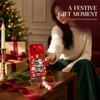 Coque de téléphone portable en silicone antichoc 3D effet miroir, motif dessin animé animal mignon sur le thème de Noël, peinte, compatible iPhone 15/14/13/12/11