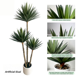 Planta Artificial de Sisal de 3 Tallos para Decoración Interior, Planta Suculenta Artificial de <span class=keywords><strong>Agave</strong></span> con Hojas de Goma Suave al Tacto, 38-153cm - Product Image 3
