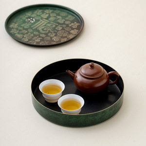 Hundred Blessings Brass <b>Tea</b> <b>Tray</b> Round Heat Resistant Pot Stand For Kung Fu <b>Tea</b> - Product Image 4