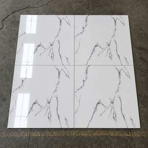 <span class=keywords><strong>Piastrelle</strong></span> in Gres Porcellanato Effetto <span class=keywords><strong>Marmo</strong></span> <span class=keywords><strong>Bianco</strong></span> Lucido 60x60 600x600 mm, <span class=keywords><strong>Piastrelle</strong></span> in Ceramica Lucidata per Soggiorno e Bagno - Product Image 1