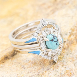 Anello Vintage Stile Turchese da Donna, Gioiello Regolabile Aperto Retrò, Anello Minimalista per Uso Quotidiano - Product Image 1