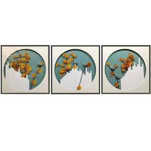 Modern 3D Scroll Painting Series <b>Framed</b> <b>Wall</b> <b>Art</b> For Living Room Sofa Background Decorative Artwork Black Frame Rectangle Shape - Product Image 4