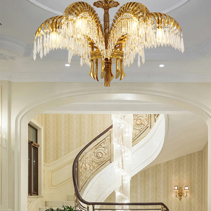 Lustre en cristal nordique, décoration artistique pour salon d'hôtel, forme <span class=keywords><strong>de</strong></span> <span class=keywords><strong>feuille</strong></span> en laiton doré, <span class=keywords><strong>luminaire</strong></span> en laiton, lustre en cristal en forme <span class=keywords><strong>de</strong></span> <span class=keywords><strong>feuille</strong></span> <span class=keywords><strong>de</strong></span> <span class=keywords><strong>palmier</strong></span> - Product Image 4