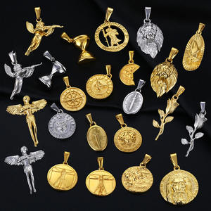 Pendentif boussole pour homme, collier en acier inoxydable, plaqué or 18k, 30 pcs/lot, bijoux grec, Medusa - Product Image 3