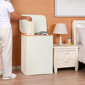 Moderner großer Wäsche korb mit Deckel Bambus griffe Abnehmbarer faltbarer Wäsche korb für Schlafzimmer Stilvoller Wäsche korb - Product Image 1