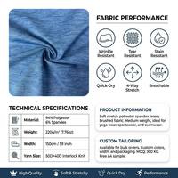 Tela Elástica de Poliéster y Spandex para Ropa Deportiva, 220 g/m², Tejido de Punto Elástico, Logotipo Personalizado, Tela para Yoga