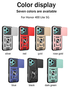 Funda Magnética Antigolpes para Teléfono con Anillo, Diseño <span class=keywords><strong>de</strong></span> Armadura, TPU+PC, con Cubierta Deslizante para Cámara, para Honor 400 Lite, <span class=keywords><strong>Oro</strong></span> Rosa y Negro - Product Image 2