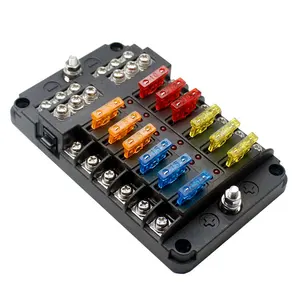 Bloc de fusibles marin universel à lame de 100 ampères, 12 voies, circuit CC 12 V, boîte à fusibles <span class=keywords><strong>pour</strong></span> <span class=keywords><strong>voiture</strong></span>, bateau, automobile - Product Image 1