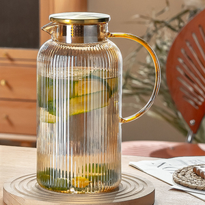 Pichet à eau en <span class=keywords><strong>verre</strong></span> borosilicate transparent de luxe, résistant à la chaleur, de haute qualité, durable, best-seller, 68 oz, avec couvercle - Product Image 5