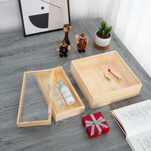 Wooden Storage <b>Box</b> With Lid 195x195x85cm For Wedding <b>Favors</b> And Desktop Organization - Product Image 1