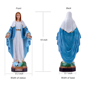 Statue de la Vierge Marie en résine de 19 pouces avec des cadeaux catholiques en robe bleue brillante - Product Image 2