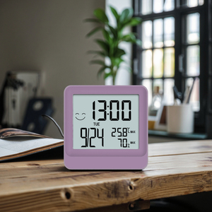 Thiết kế mới năm tháng ngày hiển thị đa chức năng Nhiệt kế ẩm kế với đồng hồ - Product Image 1