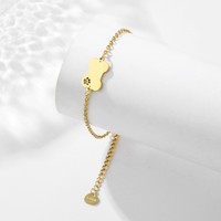 Bracelet ajustable tendance pour femme en acier inoxydable électroplaqué avec motif patte d'animal et chaîne cubaine – Cadeau idéal pour le quotidien et les anniversaires
