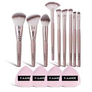 MAANGE, venta al por mayor, brocha de maquillaje de marca blanca, 9 piezas, juegos de brochas cosméticas de maquillaje vegano suave personalizado - Product Image 1