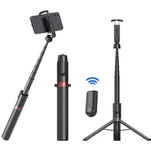 CYKE AB403 Tongkat Swafoto, Tripod Desktop 3 Dalam 1 Portabel Teleskopik Bluetooth Tongkat Swafoto Berdiri