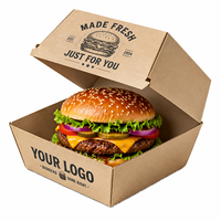 Caja para Hamburguesas de Papel Kraft Desechable, Resistente a la Grasa, para Llevar, Ecológica, Venta al por Mayor, Empaque para Hamburguesas