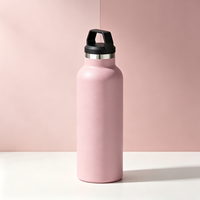 Bouteille d'eau de sport en acier inoxydable 500ML/17OZ Double paroi isolée gobelet couvercle portable bouteille sous vide à mi-bouche