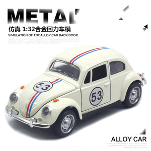 รถโมเดลโลหะผสม 1:<span class=keywords><strong>32</strong></span> รุ่นรถโฟล์คเต่าคลาสสิก รถแท็กซี่ รถแข่ง รถโมเดลแบบดึงถอยหลัง - Product Image 6