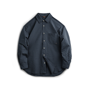 Chemise Maden pour <span class=keywords><strong>homme</strong></span> en seersucker à <span class=keywords><strong>carreaux</strong></span>, style vintage, en gaze texturée, patchwork vieilli, col contrastant, <span class=keywords><strong>surchemise</strong></span> printemps RTS - Product Image 6