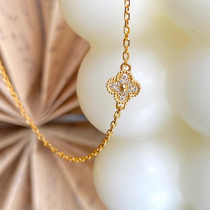 Lucky Four-Leaf Clover Iced Out Diamond Bracelet 18K Gold Fine Chain &amp; Link Jewelry With Rose Gold <strong>Charm</strong> <strong>Bangles</strong> - Product Image 3