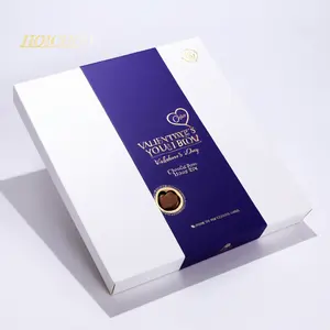 Deluxe Witte Magnetische Sluiting Papieren Verpakkingsdozen Met Vierkante Blisterset Voor 64 Diverse Handgemaakte Chocolaatjes
