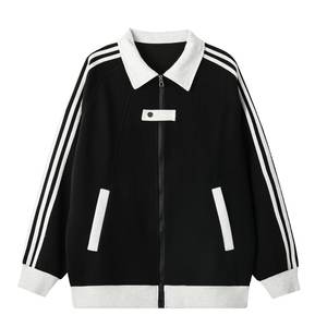 Sudadera Deportiva Retro con Cuello Alto para Hombre, Estilo Casual Holgado con Bloques de Color y Tres Rayas - Product Image 6