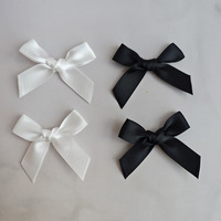 Vente flash : nœuds en ruban de satin polyester pré-faits, mini, écologiques, noirs et blancs, fleurs décoratives, attaches pour vêtements, robes, scrapbooking