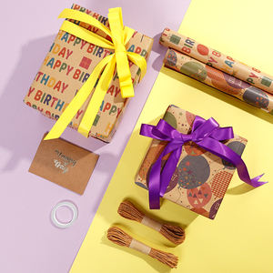 Papel de regalo de impresión Kraft de cumpleaños de Venta caliente de fábrica 43*300 cm embalaje de papel de regalo - Product Image 4