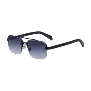 Nuevas Gafas de Sol sin Marco para Hombre, Patillas de Metal con Imitación de Madera, Protección UV400, Lentes Cuadradas Negras, Clase 2 - Product Image 1