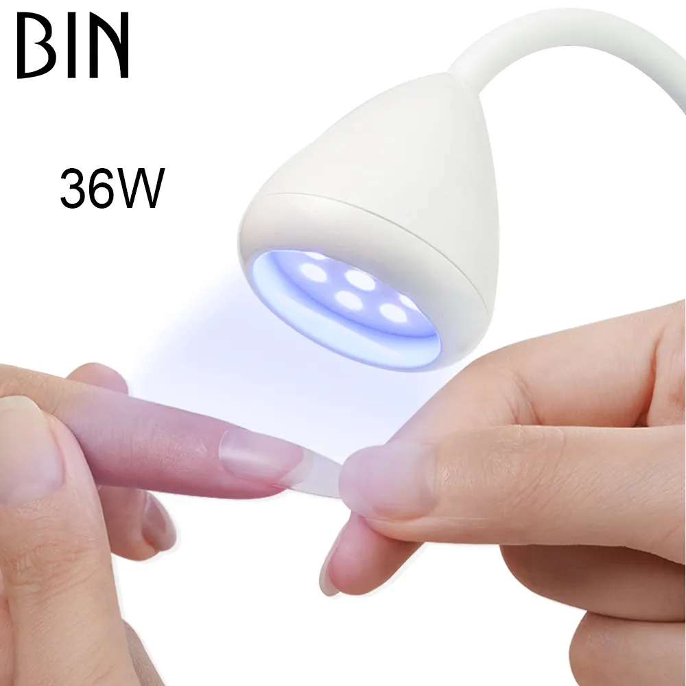 BIN 36w portátil MINI secador de uñas lámpara Led lámpara UV curado rápido de uñas pegamento 33 UV/LED perlas de la lámpara para seca uñas Consejos 60 Pcs