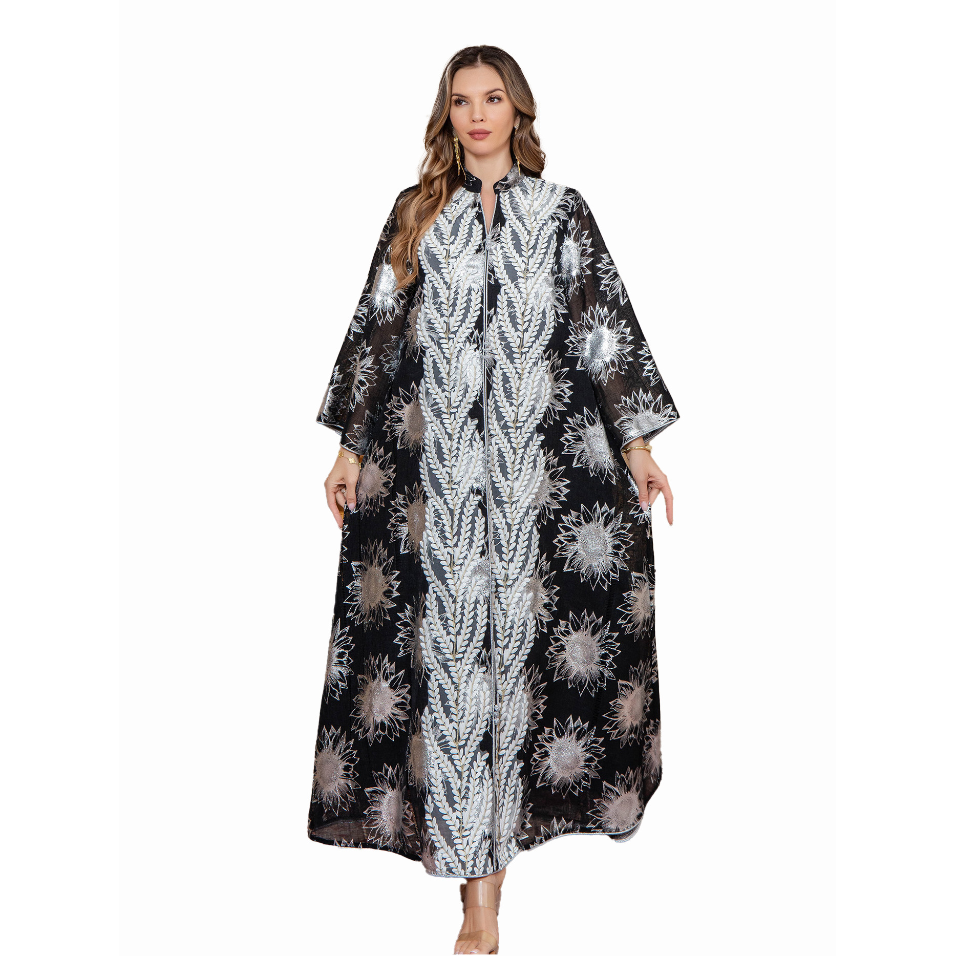 Jalabiya Dress Abaya Arabic Dress Islamic Arabic Caftan Jalabiya Aline  Style, Copper Embroidered, Georgette Fabric, Green