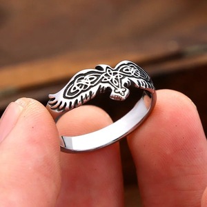 yunnique Stainless Steel Men's <b>Ring</b> Cross Raven <b>Celtic</b> Knot Design Jewelry Gift For Men - Product Image 4