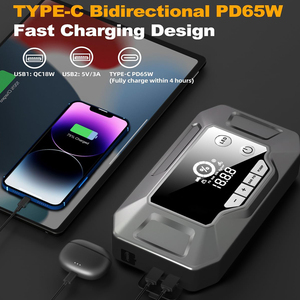 12000mAh màn hình lớn pin xe nhảy khởi động ngân hàng điện khẩn cấp SOS ánh sáng máy nén khí xe nhảy khởi động - Product Image 4