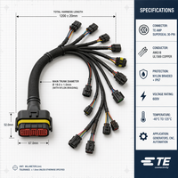 OEM Industrial Equipment Wiring Harness KET MG630 24Pin AWG20 UL1015 Waterproof IP67 for Braiding Crimping Welding Machine Parts