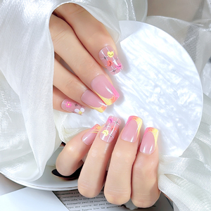 <span class=keywords><strong>Ongles</strong></span> courts carrés à pointe française, motif cœur, <span class=keywords><strong>couleur</strong></span> <span class=keywords><strong>rose</strong></span> - Product Image 4