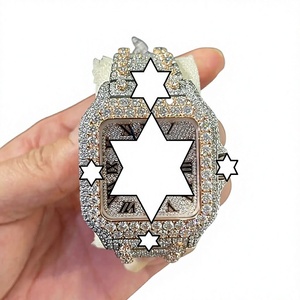 Montre de luxe automatique en or rose sertie de moissanite VVS, lunette diamantée, cadran carré, chiffres romains, bijou hip-hop - Product Image 1