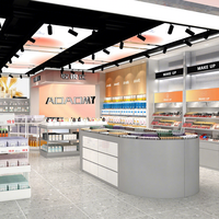 Décoration de magasin de maquillage 25-HXiS, design personnalisé en fer gris et bois, design de magasin K-beauty pour l'aménagement de magasins de détail