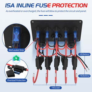 Panneau de commutateur à bascule étanche 5 gangues 12V universel ON-OFF 3 broches pour applications automobiles, bateau, camping-car, marine - Product Image 6