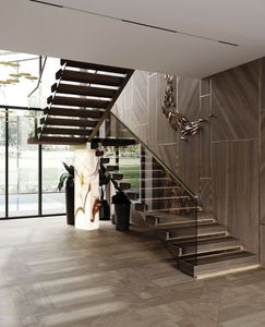 Scala in metallo a forma diritta per scale in legno in acciaio moderno - Product Image 6