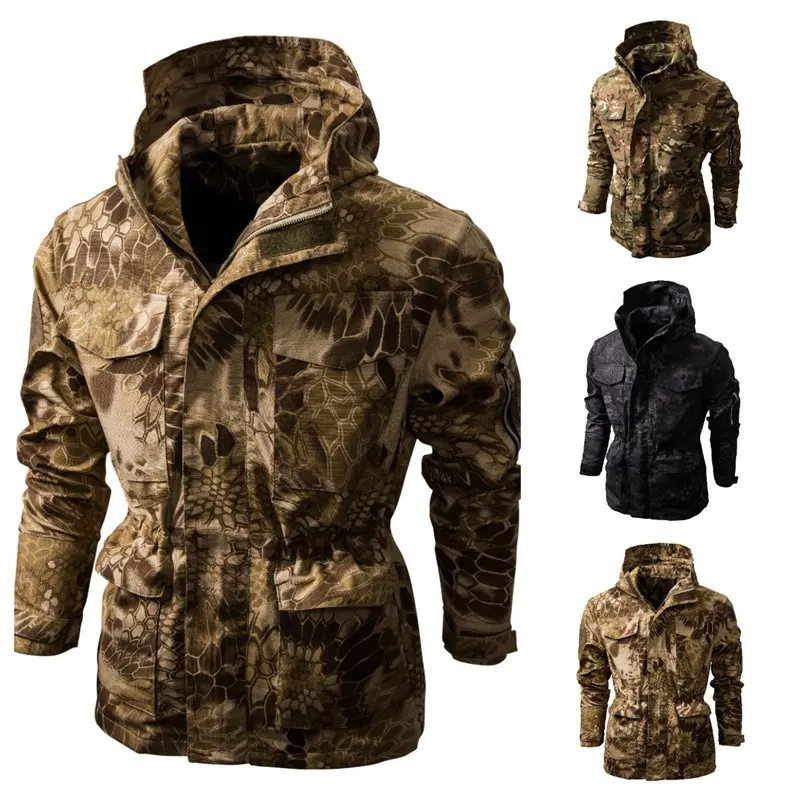 YAKEDA durable combat outdoor waterproof zipper pocket versatile hooeed tactical jacket men camogflage assault tactical suit