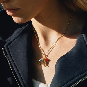 J & D Trendy 18K chapado en oro de acero inoxidable colgante collar herradura elefante aceite goteo collar de ojo de demonio - Product Image 1