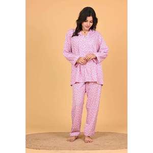 Cotton Floral Printed Nightwear Pajama Set for Women Soft Lightweight Comfortable Sleepwear Ladies Casual Homewear Two Piece Set - Product Image 4