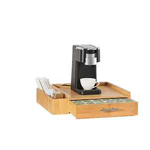 Bamboo Coffee Pod Drawer Tassimo Pod Compatible Coffee Machine Stand Pod Drawer Dispenser Kitchen Storage