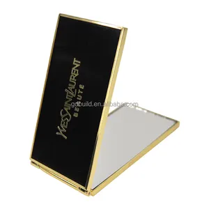 Custom Premium Metalen Mini Visitekaartje Compacte Druppelbestendige Opvouwbare Spiegel Make-Up Zak Draagbare Spiegel